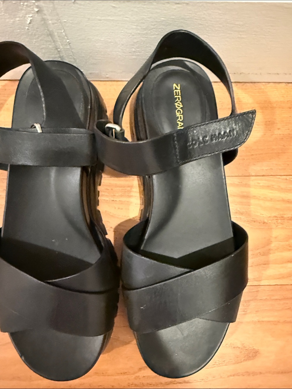Cole Haan Black Strappy Platform Sandals